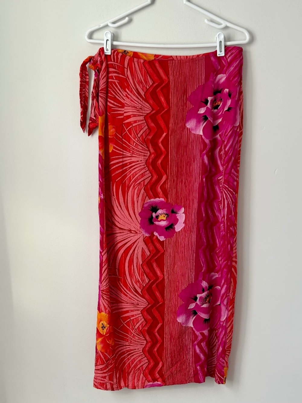 JAMS World Vintage Tropics Hawaiian print true wrap skirt made in Hawaii, size L